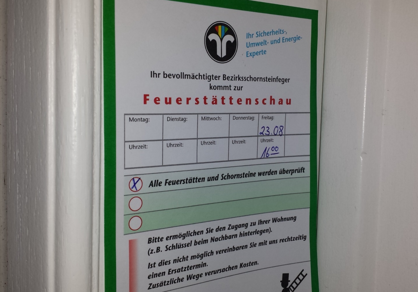 Anmeldezettel Feuerstättenschau